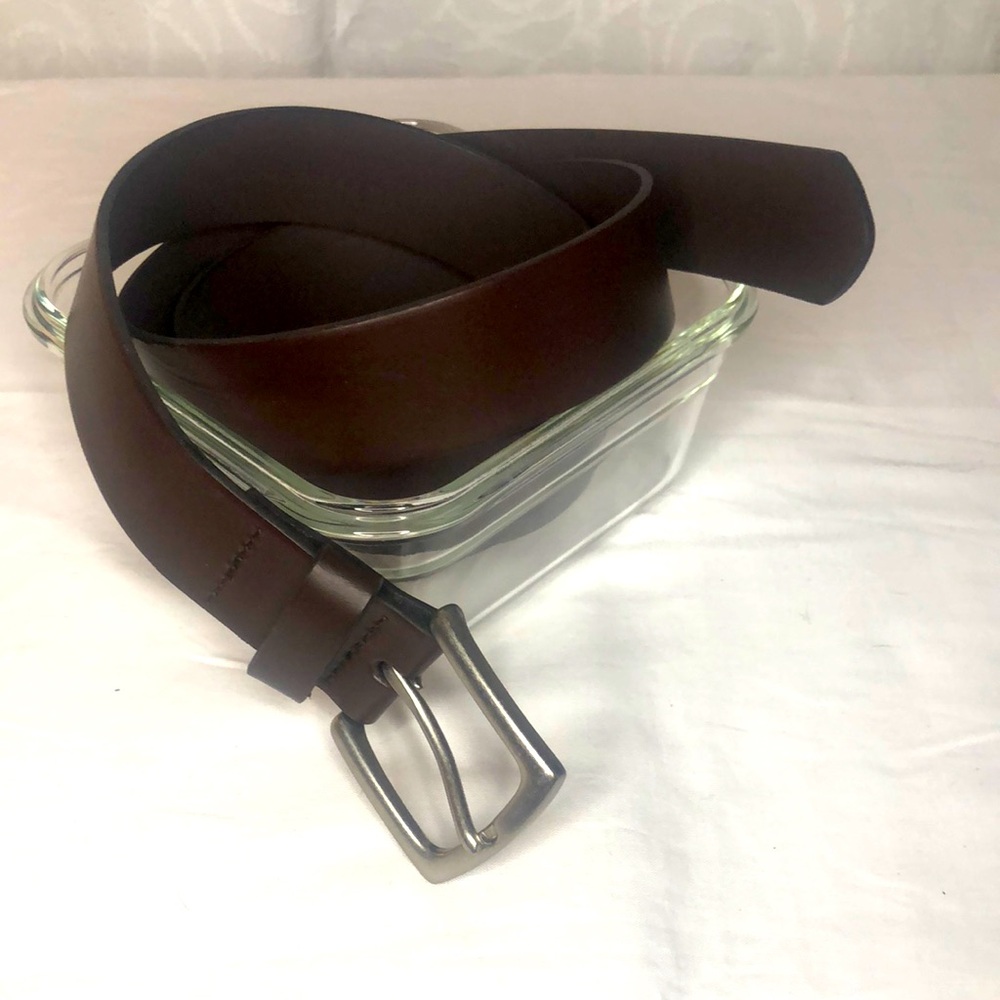 GAP dark brown bonded leather Classic Trousers belt Size 38 Unisex Silver buckle